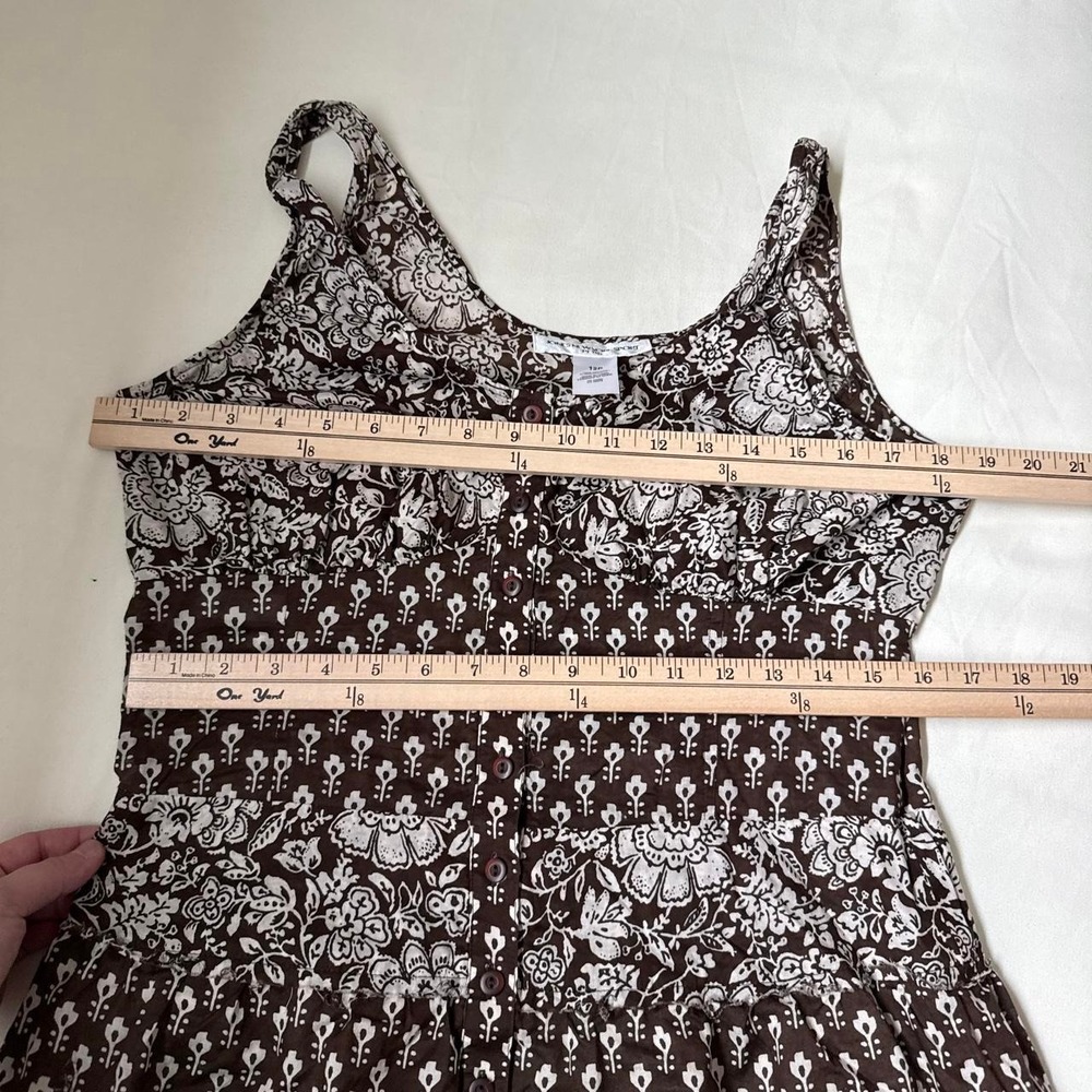 90s Jones New York 12 petite brown and cream floral print midi dress - Picture 4 of 6